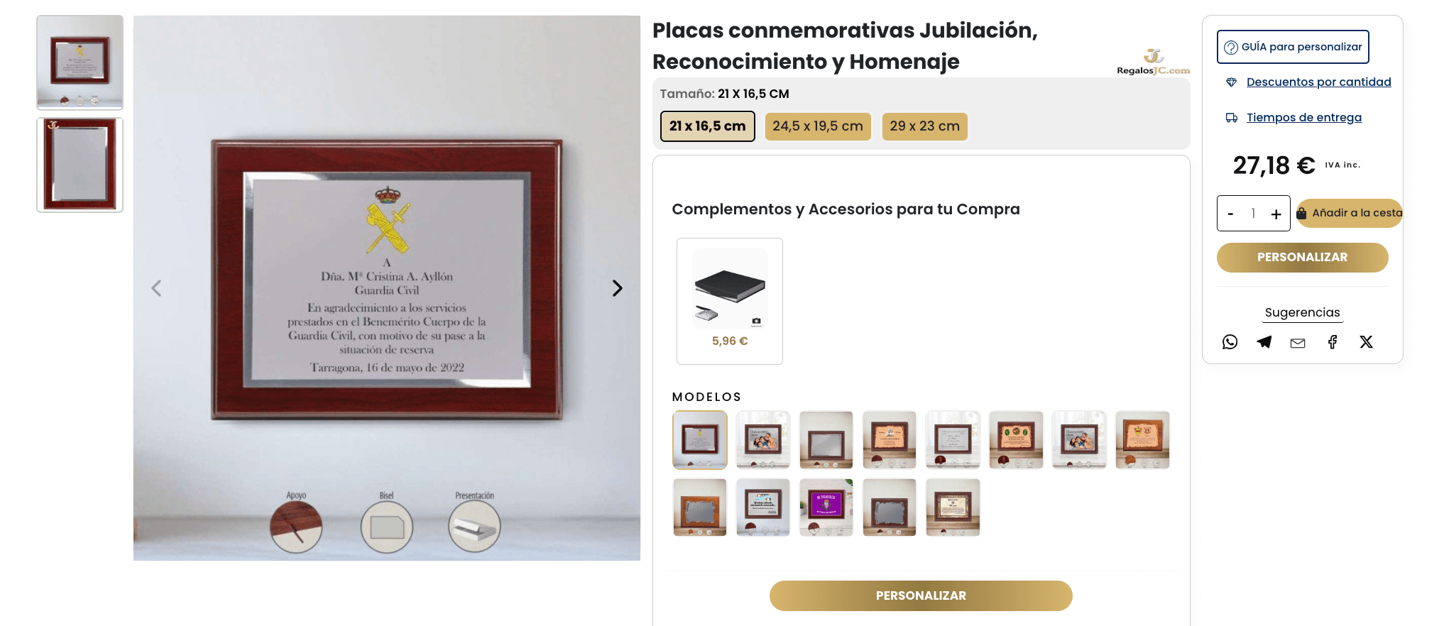 placa conmemorativa personalizada para jubilados